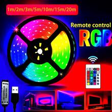 无线控制 LED 灯带红外遥控 RGB 照明装饰客厅氛围灯带柔性灯饰串、卧室 LED 灯、LED 灯、Luz LED、壁灯、墙壁装饰、夜灯、图片灯 - 彩色光 - 查看 2