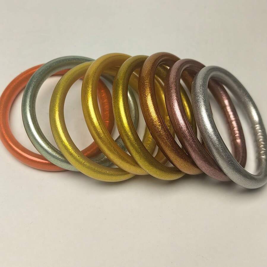 1 chiếc vòng tay thạch PVC kim loại màu thạch, thời trang cho phụ nữ đeo khi đi nghỉ ở bãi biển - Màu thạch 5mm - Xem 1