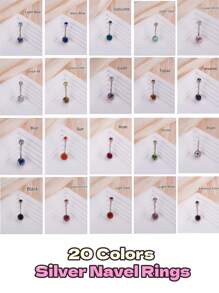 1 buc inel la modă din oțel inoxidabil cu zirconiu cubic, inel pentru buric potrivit pentru buric, bijuterii pentru piercing pentru buric, bară de piercing pentru buric, inele pentru buric, unghii pentru buric, inele pentru buric, bijuterii pentru piercing pentru buric pentru femei și fete, purtare zilnică