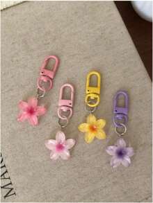 5pcs/Set Colorful Transparent Small Flower Key Chain, Cute Keychain, Bag/Earphone Pendant, Party Favors - Multicolor - View 4