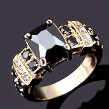 1 pieza Anillo de mujer elegante, de lujo y glamoroso con jade verde y circonita brillante, joya de regalo