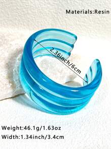 1 Stück Sommer Azur Glitzer Harz Armreif Set, transparentes Farbblockdesign, geeignet für den täglichen Gebrauch von Frauen, Strand, Resort