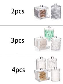 4 Pcs Bathroom Organizer Accessories Set - 10 Oz, 7 Oz Qtips Organizer With Lid, Ball Pad/Swab Dispenser, Medicine Container Jar, Makeup Bag, Travel Essential - White - View 8