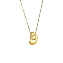 18K Bubble Letter Necklace Gold For Women, Initial Necklaces Rhinestone Chunky Bubble Letter Necklace As Mother's Day Gifts Charm Puff Name Pendant Alphabet Necklaces Non Tarnish Gold Plated Jewelry