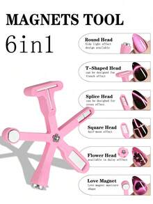 6 trong 1 đa năng từ tính mạnh mẽ cho gel sơn móng tay mắt mèo công cụ nam châm bút nam châm móng tay nghệ thuật thiết kế hiệu ứng lấp lánh dụng cụ làm móng ma thuật, đồ dùng làm móng, dụng cụ làm móng, dụng cụ làm móng, trở lại trường, móng tay, dụng cụ làm móng để nhấn vào móng tay - Hồng - Xem 2
