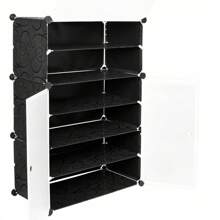 SAPATEIRA MODULAR ORGANIZADORA DE PRATELEIRA PRETA 18 PARES PLÁSTICO 6 NÍVEIS SAPATEIRA MODULAR PRETA