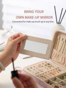 1 件天鹅绒拉链首饰盒，大容量珠宝收纳盒，带 2 个可拆卸隔层，耳环戒指项链手链收纳盒。适合作为送给女友、朋友、女孩、母亲节的礼物，阳光旅行凉爽