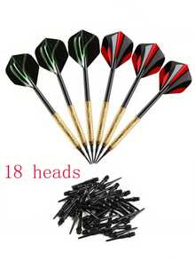 24 件 14 克时尚旗形软式飞镖，休闲塑料头飞镖，6 支飞镖 +18 个飞镖尖
