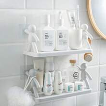 Kit 2 Suporte Prateleira com Adesivo Decoração Para Sala Cozinha Banheiro Prateleira Organizador Porta Shampoo - 2 Unidades - Visão 9