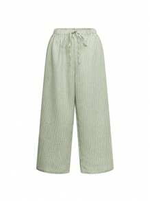 Coachella Festival Rave Outfits | Plus Size Striped Palazzo Pants, Bohemian Beach Vacation Wide Leg Trousers, Women's Autumn 2025 Casual Chic Wardrobe Essentials - Music Ibiza & Derby Day Style,Back To School Clothes,Fall Clothes ,Teacher Outfits For Women, Summer Fall Transition Essentials