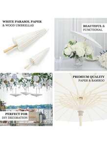 1Pc White Paper Umbrella Wedding Party Decoration, Wedding Table Centerpieces, Wedding Bridal Props, Vase Flower Arrangement Accessories, Photography Props, DIY Painting Supplies