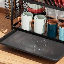 Dish Drainer Rack, 2 Tier Dish Drying Rack With Drip Tray In Large Capacity, Rustproof Sink Draining Board Rack With Utensil & Cutting Board For Kitchen - Black - View 9