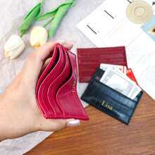 1 件个性化烫金字母名称设计鳄鱼皮图案简约时尚多功能女士礼品钱包卡包零钱包女士生日礼物钱包迷你钱包钱包小钱包可爱钱包腕带钱包 - 彩色 - 查看 7