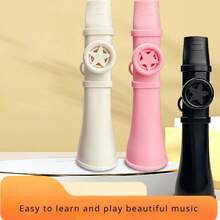 2-Tone Ocarina - 4 Color Options (Light Blue/White/Pink/Black) Easy To Play Plastic Ocarina | Portable Musical Expression Instrument (Random Lanyard Color) - Multicolor - View 5