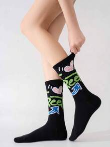 5 Pairs Unisex Cartoon Graffiti Colorful Socks, Original Design, Fashion Patterns Suitable For Various Styles, Great For Gifts To Family And Friends