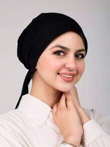 1 Stück einfarbiges minimalistisches, weiches Stirnband mit Turban-Hijab-Kappe, ohne Schirm als Kopfbedeckung für Frauen, geeignet für den Alltag und Outdoor-Aktivitäten