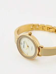 Anne Klein Women's Diamond Dial Bangle Watch With Bracelet Set Ladies Quartz Watch Set With Diamond Dial And Adjustable Link Bracelet Female Elegant Analog Watch,AK/3620CRST - Apricot - View 5