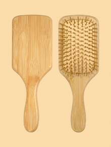 1 把大号气垫竹梳，带盒，竹制桨式梳，带手柄，天然竹梳，桨式顺发梳，男女通用，便携式顺发梳，按摩头皮，适用于细软/卷曲/干性发质，万圣节礼物，圣诞节礼物 - 杏色 - 查看 3