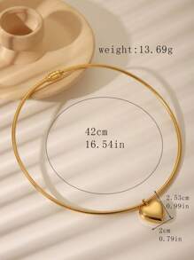 1 pieza Collar de acero inoxidable con corazón de 18K, estilo minimalista y versátil, color duradero, joyería