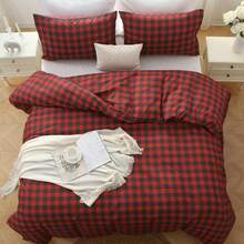 Duvet Cover King Size, Reversible Floral Lavender Duvet Cover Set With Zipper Closure, 3 Pieces Botanical Patterns Soft Microfiber Bedding Set (90"X104", 2 Pillow Cases 20"*36") - 04 - 紅色格子(無被子) - 查看 6