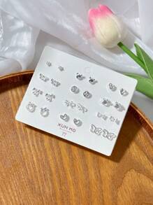 12 Pairs Silver Tone Pastel Butterfly Stud Earring Set, Chic And Simple Zinc Alloy Earrings, Fashionable For Daily Wear, Great Gift For Girlfriend