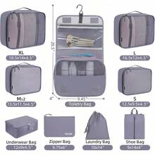 6/8/10 Set Packing Cubes For Travel Luggage Organizer - 10-grey - View 7