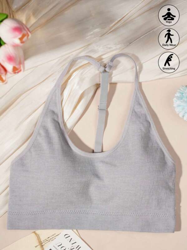 1pc Women's Racerback Sports Bra, Comfortable Yoga, Fitness Bra