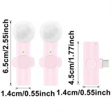 Wireless Lavalier Microphone For IPhone Type-C And Android Cameras, Plug And Play, Professional Noise Cancelling Clip-On Microphone For Creators And Interviews (50mAh Rechargeable Battery) - Pink - View 4