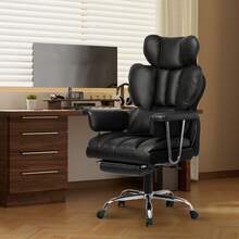 GartistGo Ergonomic High Back Swivel Leather Office Chair With Footrest For Home Office - White - View 2