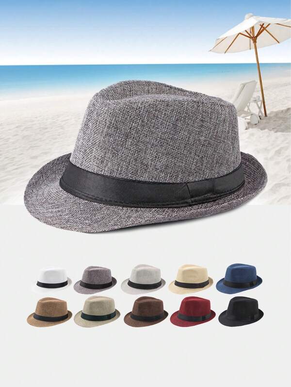 1PC Classic Fedoras Hats Short BrimPanama Jazz Hat Straw Hat Cap For MenWomen Costume Accessories