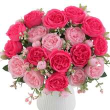 1/3/5 Stück künstliche Pfingstrosen Blumen, wiederverwendbare Kunstpfingstrosen Sträuße - Heim- und Zimmer Dekoration, künstliche Blumenarrangements Mittelstück, Outdoor Garten Dekoration, Hochzeit Geburtstag Bridal-Shower Dekoration - OHNE VASE