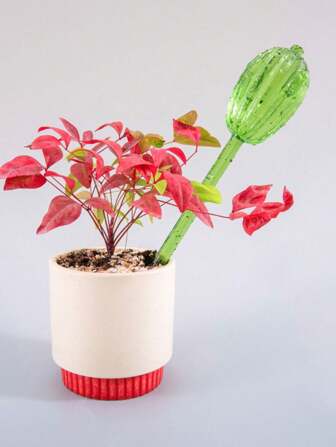 1 pieza Dispositivo de riego automático para plantas con forma de cactus, hecho de material PVC, regador de goteo autónomo para plantas en macetas del hogar