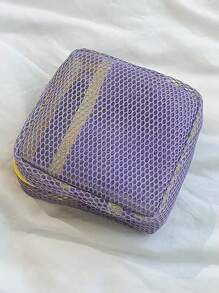 Dopamine Color Grid Data Cable Storage Bag, Portable Handheld Wire Earphone Power Charger Storage Bag, Multi-Function Lipstick Bag. Cosmetic Bag Storage Bag Small Travel Storage Bag, Cosmetic Storage Bag, Zipper Bag Necessities Travel Accessories Mobile Phone Storage Bag Suitable For Gifts, Friends, Girls, Students Zipper Cosmetic Bag Gift Storage Jewelry Storage Box