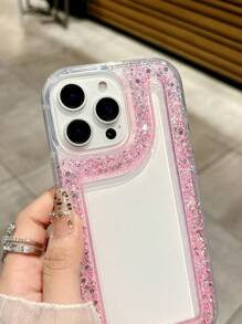 Funda de teléfono de lujo compatible con iPhone 16, 15, 14, 13, 12, 11 Pro Max, 16Plus con borde de lentejuelas brillantes, diseño 3D de pan, resistente a golpes y transparente de silicona suave