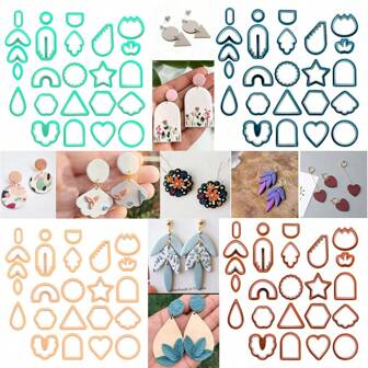 24-Piece Polymer Clay Cutter Set – Earring Jewelry Making Tools For DIY Craft, Clay Cutters For Earrings, Shapes For Polymer Clay Accessories