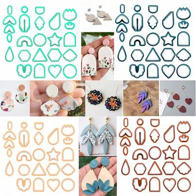 24-Piece Polymer Clay Cutter Set – Earring Jewelry Making Tools For DIY Craft, Clay Cutters For Earrings, Shapes For Polymer Clay Accessories