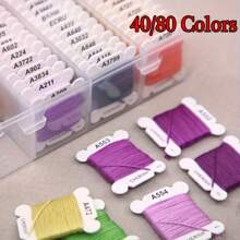 40/80 Color Box Embroidery Cross Stitch Thread, DIY Craft Sewing Floss For Embroidery, Knitting, Weaving
