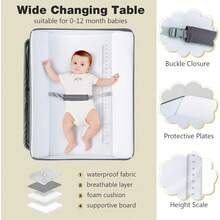 INFANS Baby Changing Table, Folding Diaper Station Portable Nursery Organizer With Safety Belt And Large Storage Racks For Newborn Baby And Infant (White) - Grey - View 2