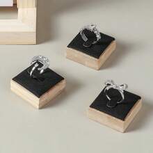 1pc Natural Bamboo Wood Ring Holder Jewelry Display Stand Back To School,Room Decor - Multicolor - View 15
