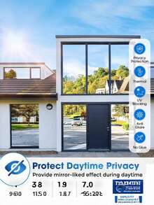 Película de ventana unidireccional, reflectante de espejo de día, control de calor, bloqueo UV y sol, adhesión estática sin pegamento, tinte de ventana para el hogar y la oficina - Negro-Plata - Ver 8
