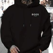 Men's Cold Weather Sweatshirt Kangaroo Hoodie Cotton Sweatshirt - Black - View 1