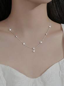 1pc Women's Lucky Four-Leaf Clover Necklace, Fashion Luxury Elegant Romantic Unique Small-Brand Design Delicate Choker Suitable For Daily Wear, Party And Gathering