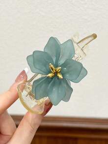 3个优雅3D立体花朵发夹 - 防滑香蕉夹，适用于丸子头和马尾辫，绿白花朵设计，金色点缀，百搭发饰，适合青少年，完美适用于休闲装扮和休闲派对，可爱发夹，女孩配饰，发饰，秋季，美发工具，女士配饰，美发用品，秋季，女士发饰，美容配饰 - 彩色 - 查看 13