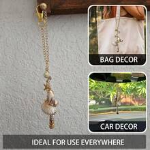 Sea Shells Car Decor,Cute Coastal Hanging Charm For Rear View Mirror, Boho Beach Themed Car Accessories,Hand-Made Starfish Conchas Aesthetic Ornament Pendant For Women - Nâu đỏ - Xem 3
