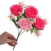 1/3/5 Stück künstliche Pfingstrosen Blumen, wiederverwendbare Kunstpfingstrosen Sträuße - Heim- und Zimmer Dekoration, künstliche Blumenarrangements Mittelstück, Outdoor Garten Dekoration, Hochzeit Geburtstag Bridal-Shower Dekoration - OHNE VASE