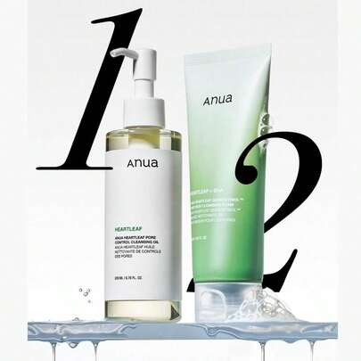 Anua Heartleaf Pore Control Cleansing Oil 200ML Cleansing Oil & Heartleaf Quercetinol Pore Deep Cleansing Foam 150ML Cleansing Foam