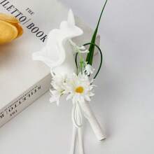 1 peça de flor de lapela de casamento elegante e premium, flor artificial Kalanchoe preservada em rosa esmaltado, boutonniere para noivo