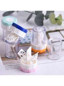 1pc Multi-Color Manual Contact Lens Cleaner, Portable Rotating Contact Lens Cleaning Container, Clean And Hygienic Contact Lens Immersion Storage, The Best Women's Day Gift For Travel And Daily Use, Mother's Day Gift,Makeup,Cheap,Room Decor,Vanity,Travel,Bedroom,Makeup Accessories