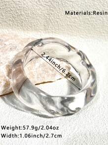 1 Stück Sommer Azur Glitzer Harz Armreif Set, transparentes Farbblockdesign, geeignet für den täglichen Gebrauch von Frauen, Strand, Resort