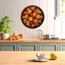 Reloj de pared con diseño de frutas de 10 pulgadas, decoración de cocina caprichosa con movimiento silencioso, perfecto para el ambiente del comedor o cafetería, regalo único para amantes de la comida - Negro - Ver 8